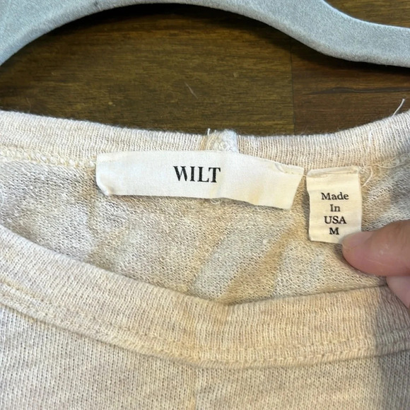 Wilt Lagenlook Boxy Long Sleeve Top Distressed Cream Cotton Cashmere Silk M - Picture 5 of 11